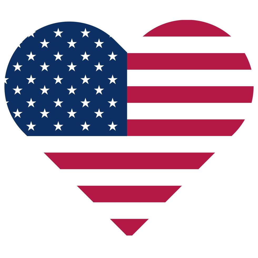 Heart shaped US flag isolated on white background, Flag of the USA vector