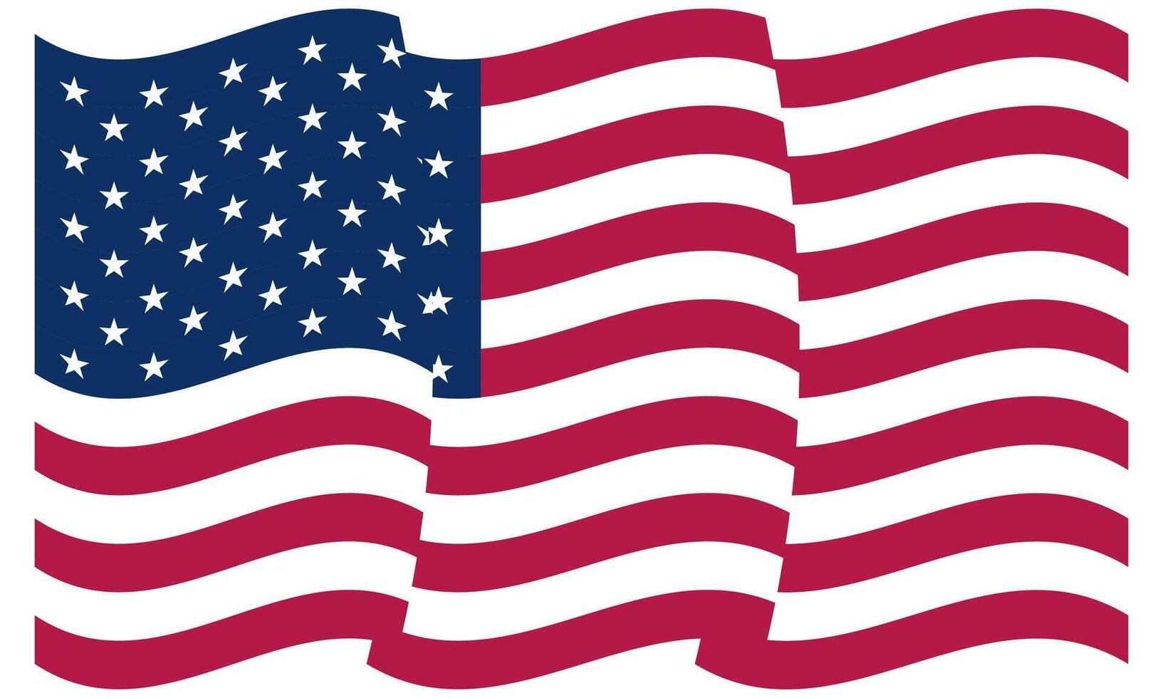 Rippling US flag isolated on white background, Flag of the USA vector