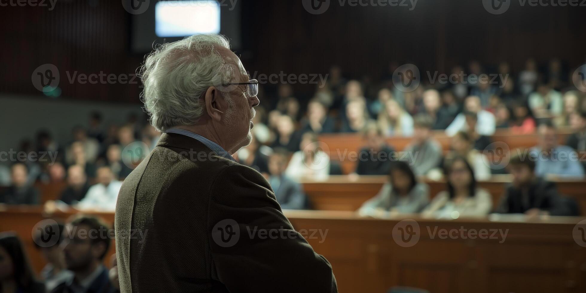 professor in audience in front of students photo