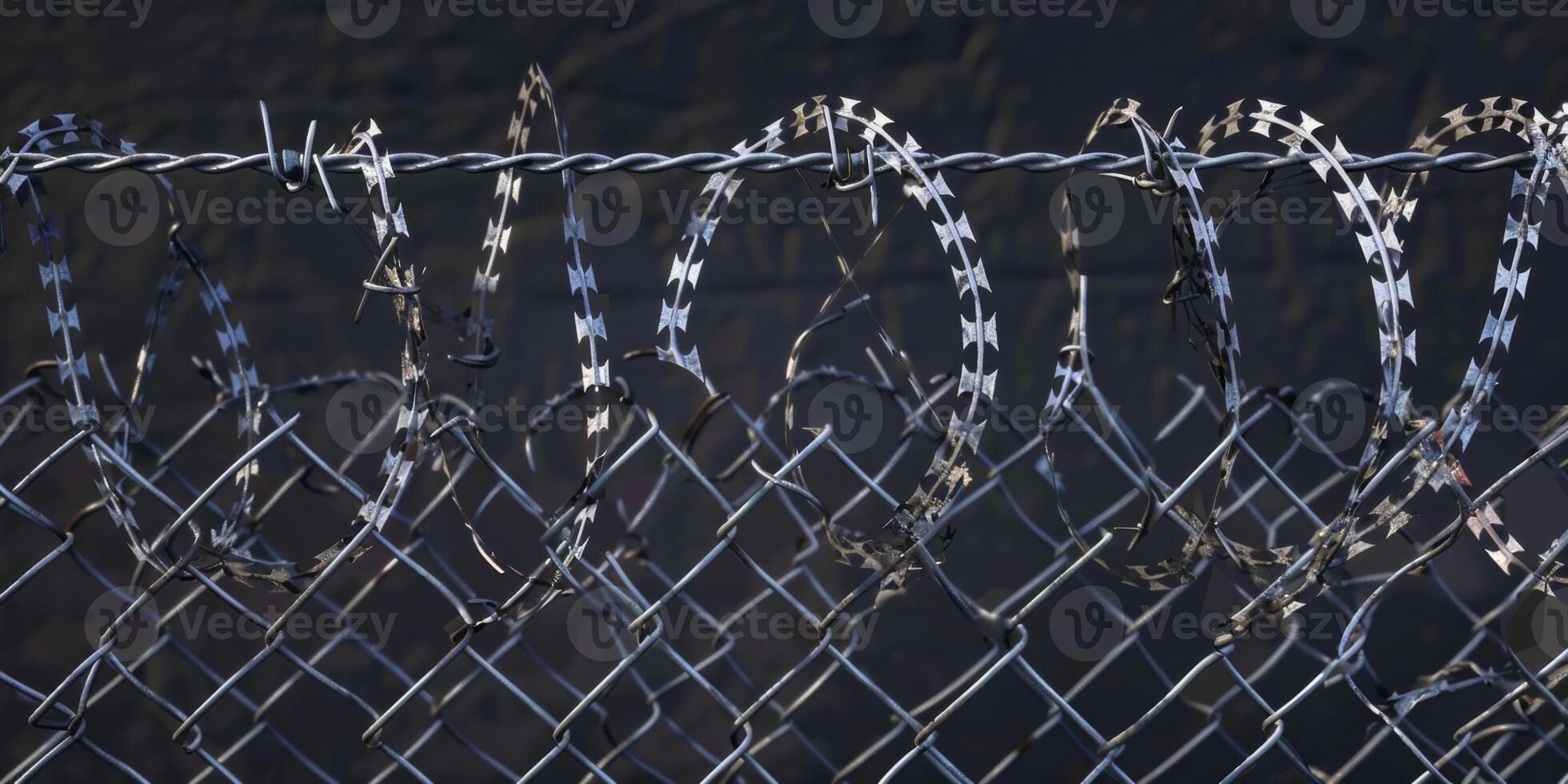 barbed wire fence in prisons photo