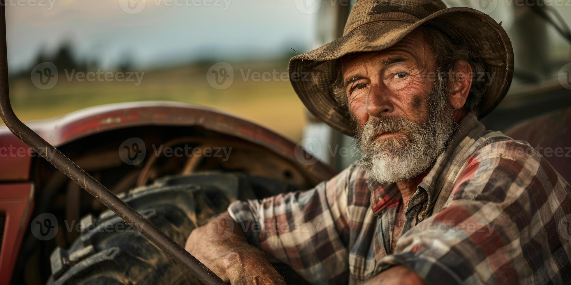 Farmer in a tractor photo