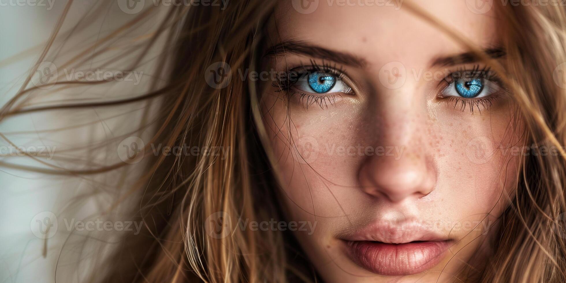 young beautiful woman close-up portrait photo