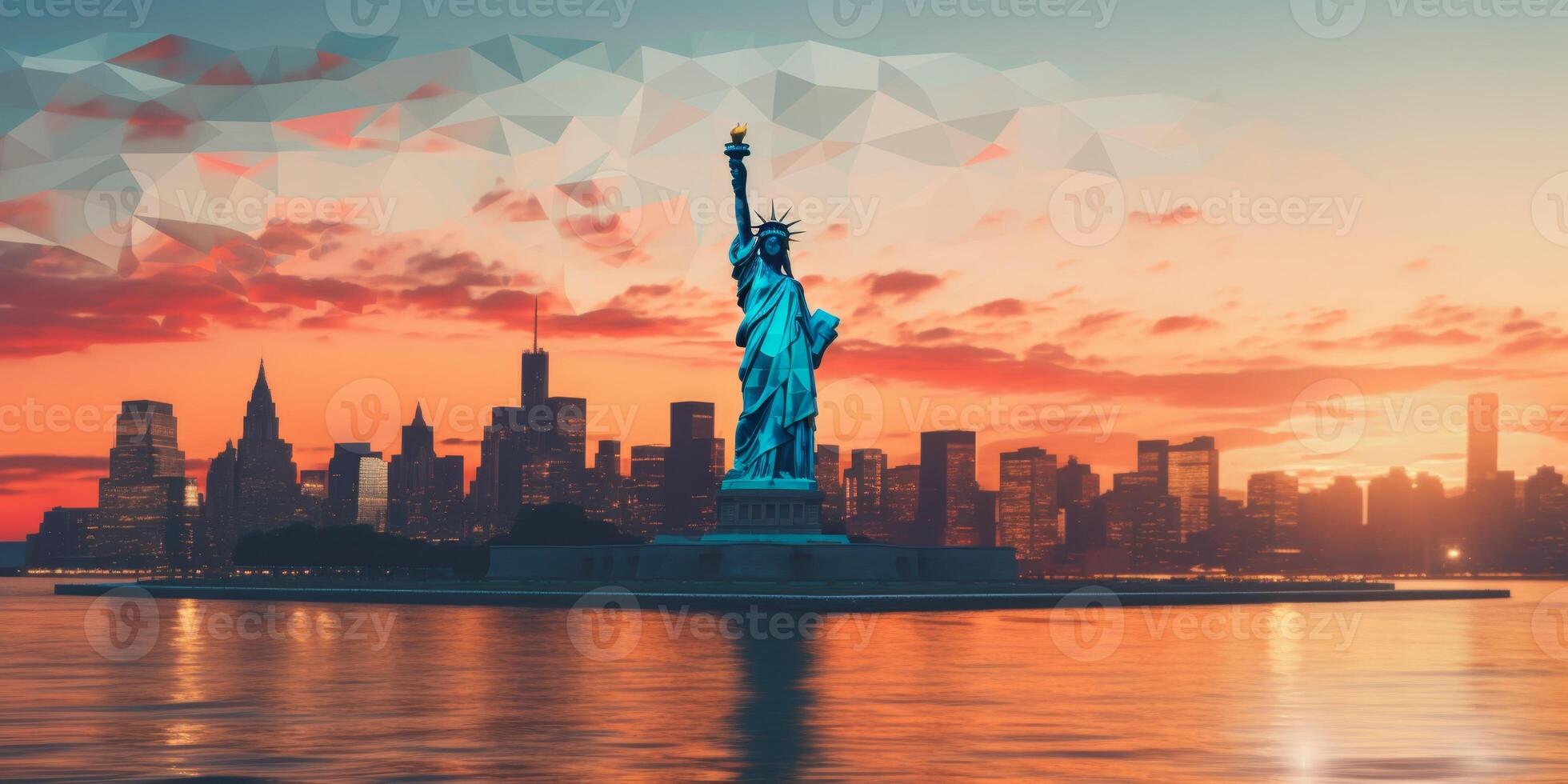 Statue of Liberty at sunset photo