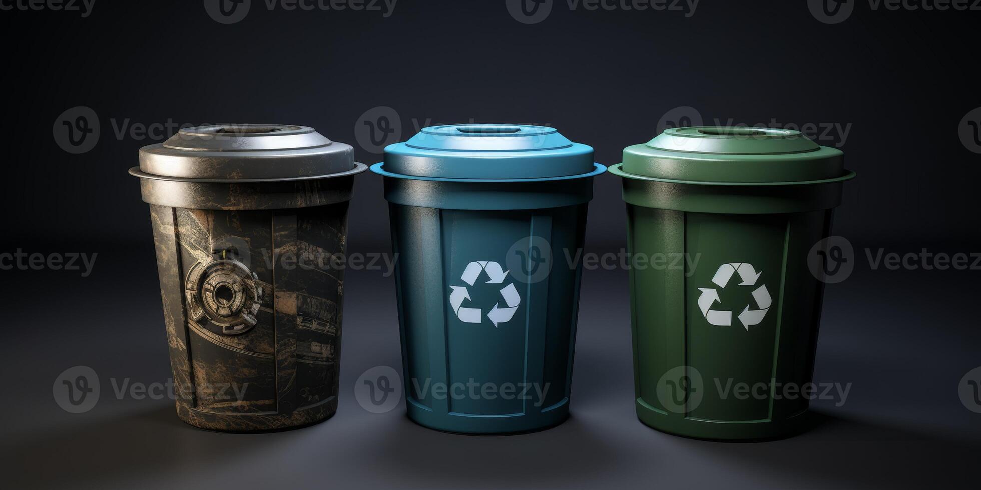 basura latas con reciclaje símbolo foto