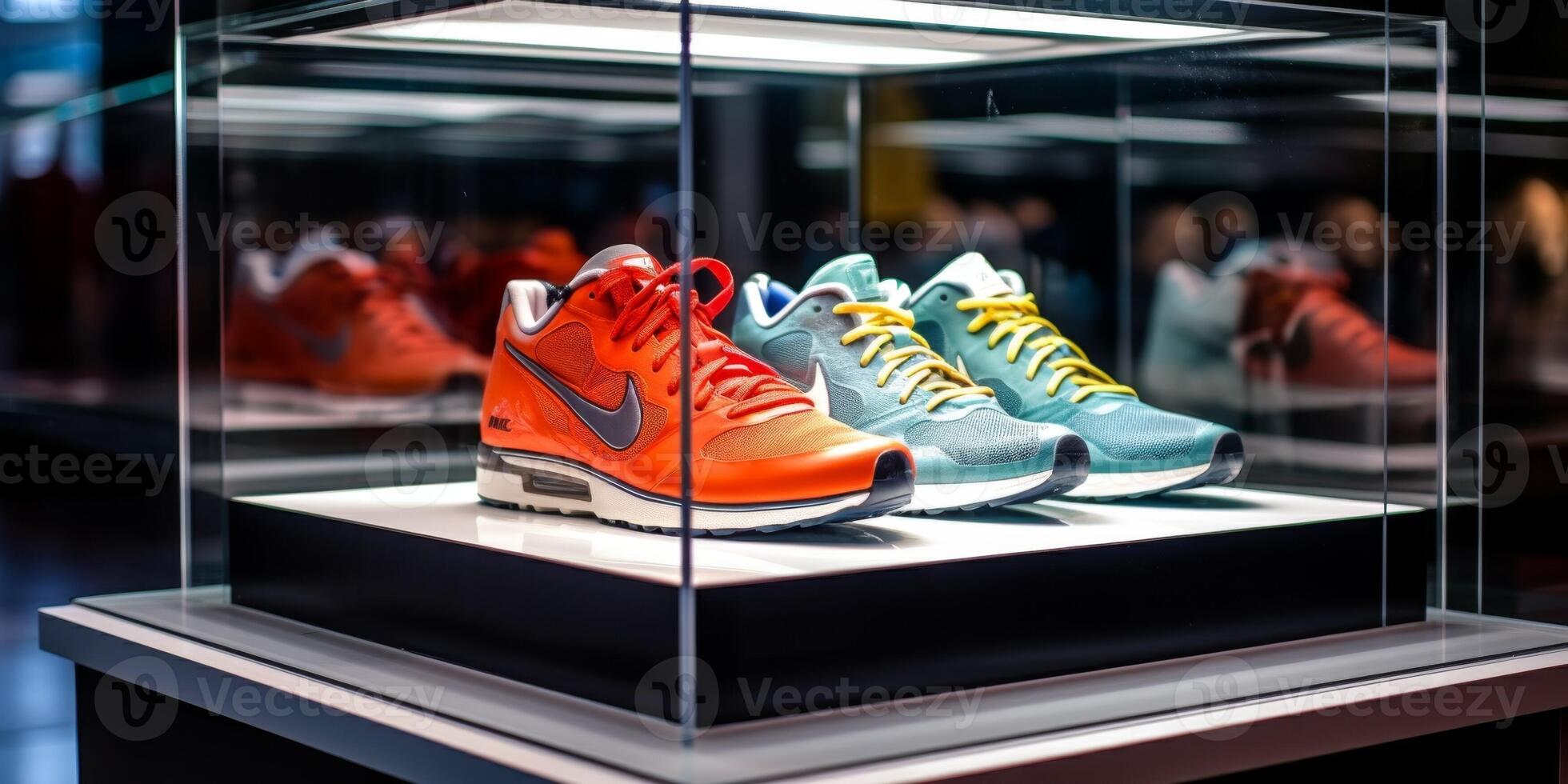 shoes on display in a store photo