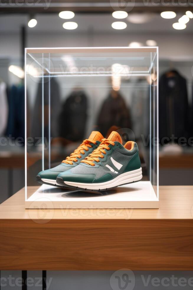 shoes on display in a store photo