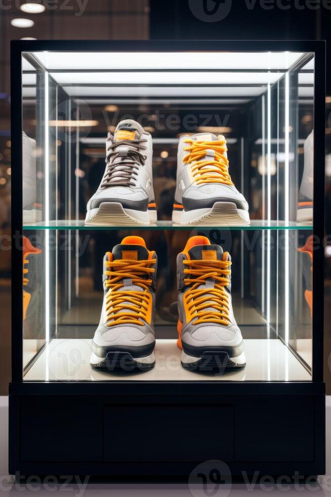 shoes on display in a store photo