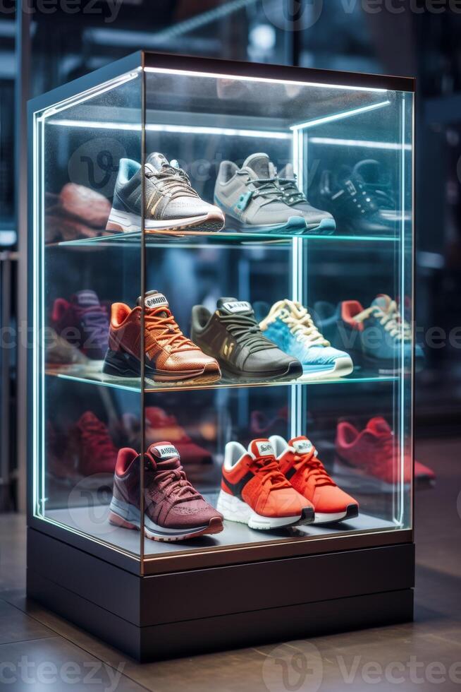 shoes on display in a store photo
