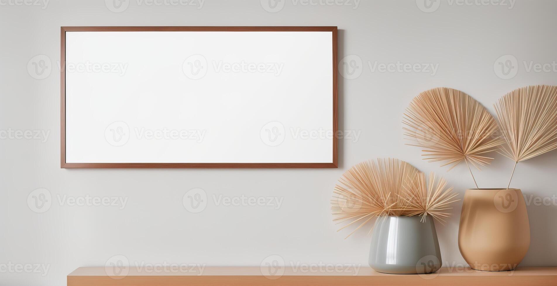 empty frame mockup in modern minimalist interior, photo