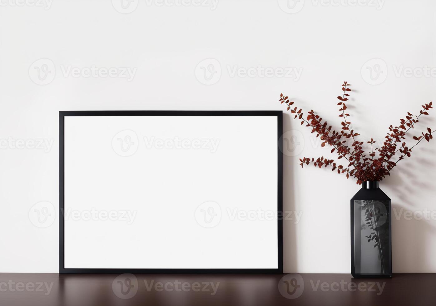 empty frame mockup in modern minimalist interior, photo