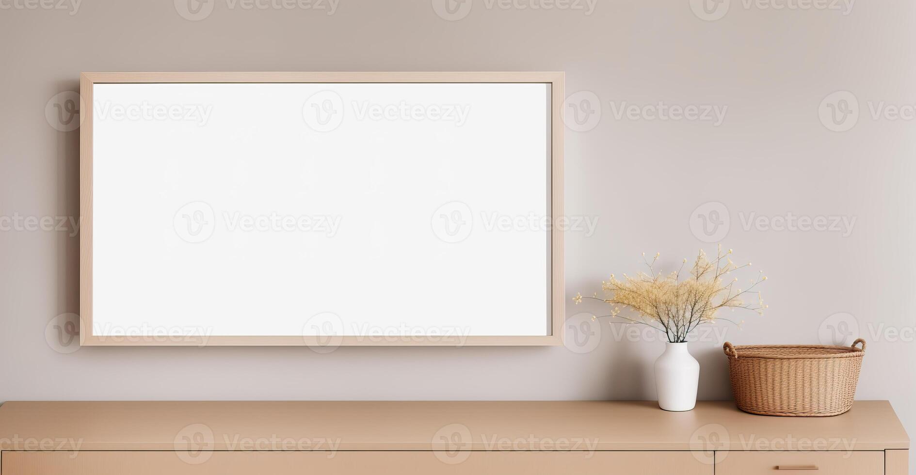 empty frame mockup in modern minimalist interior, photo