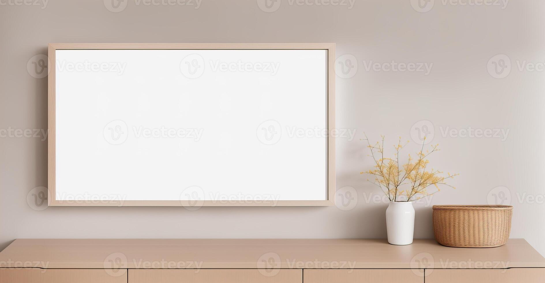 empty frame mockup in modern minimalist interior, photo