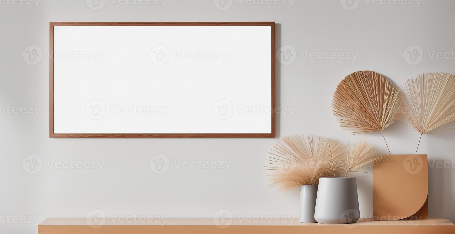 empty frame mockup in modern minimalist interior, photo