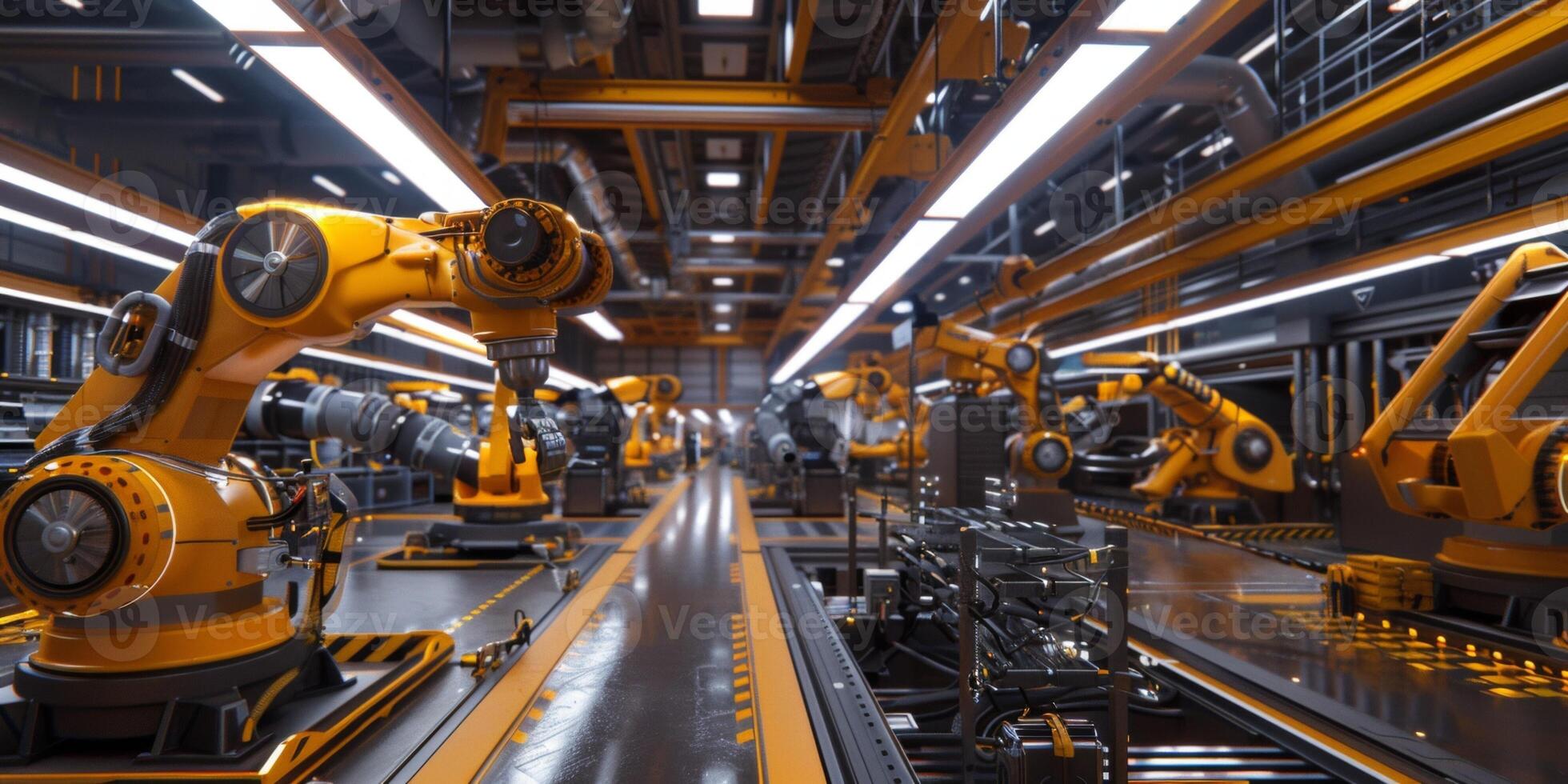 automated construction of cars in a factory robots photo