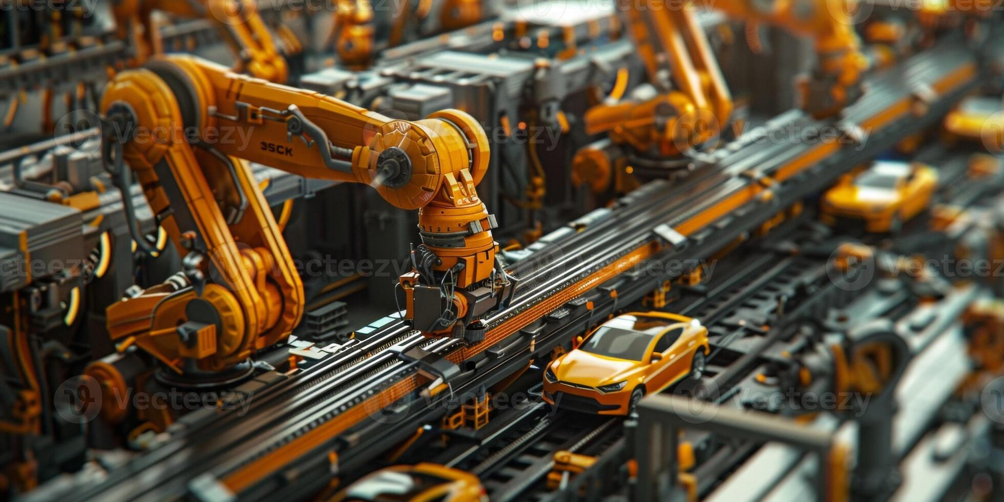automated construction of cars in a factory robots photo