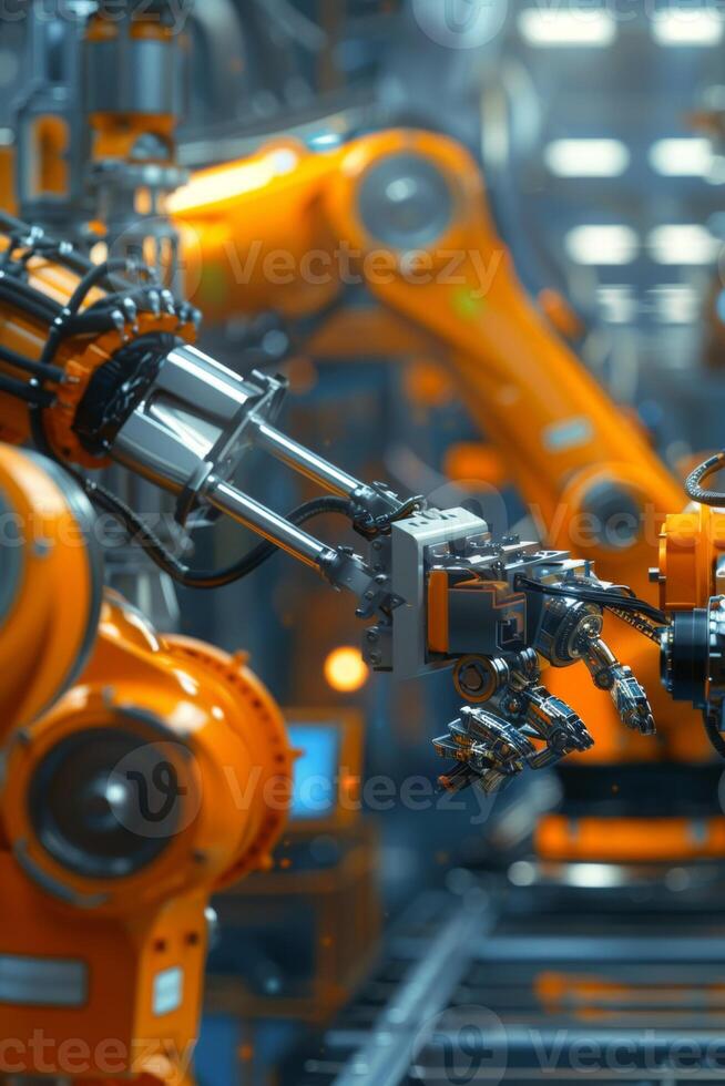 automated construction of cars in a factory robots photo
