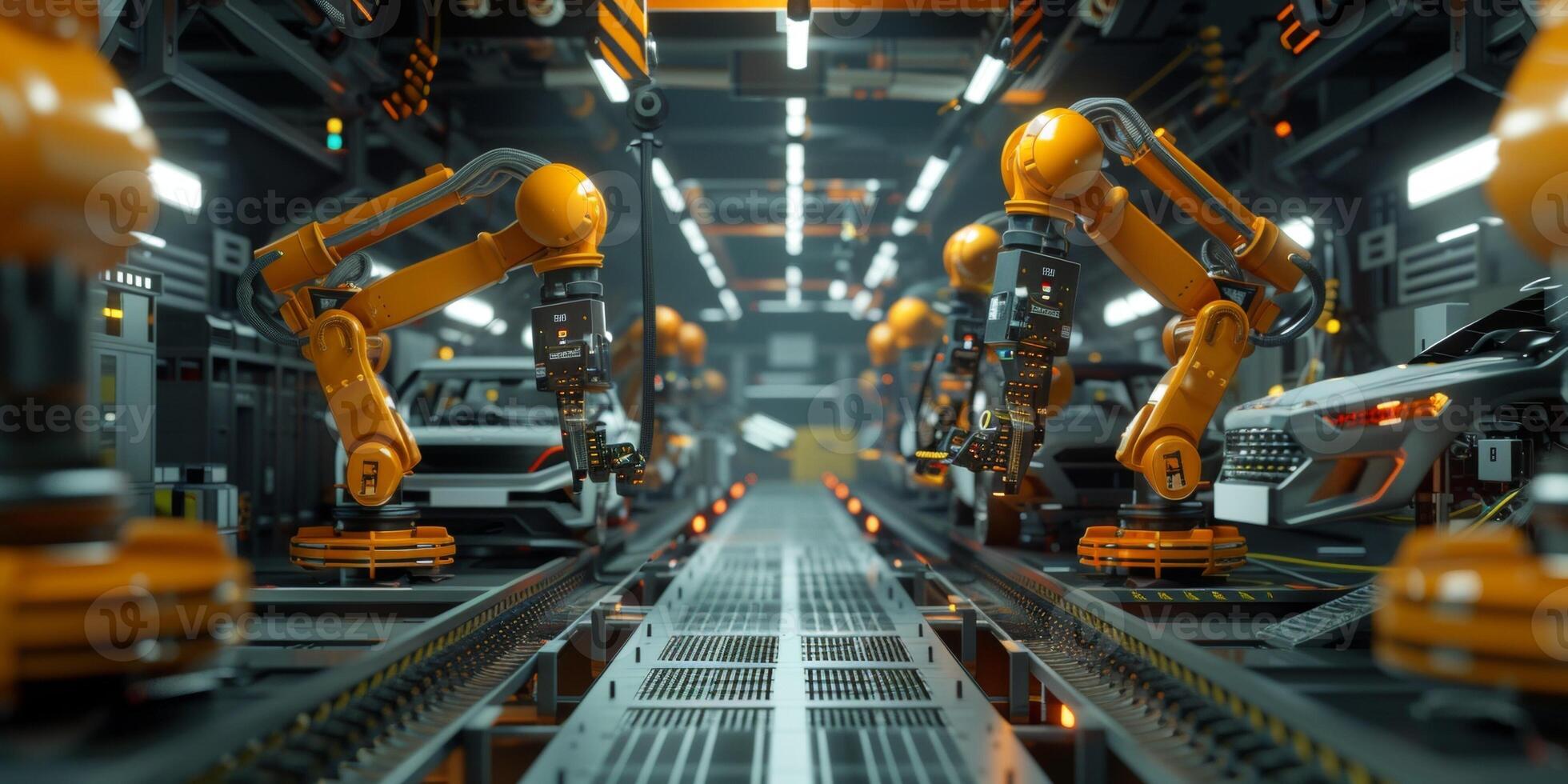 automated construction of cars in a factory robots photo