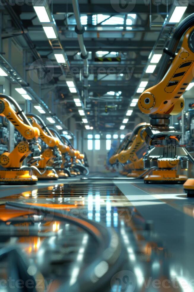 automated construction of cars in a factory robots photo