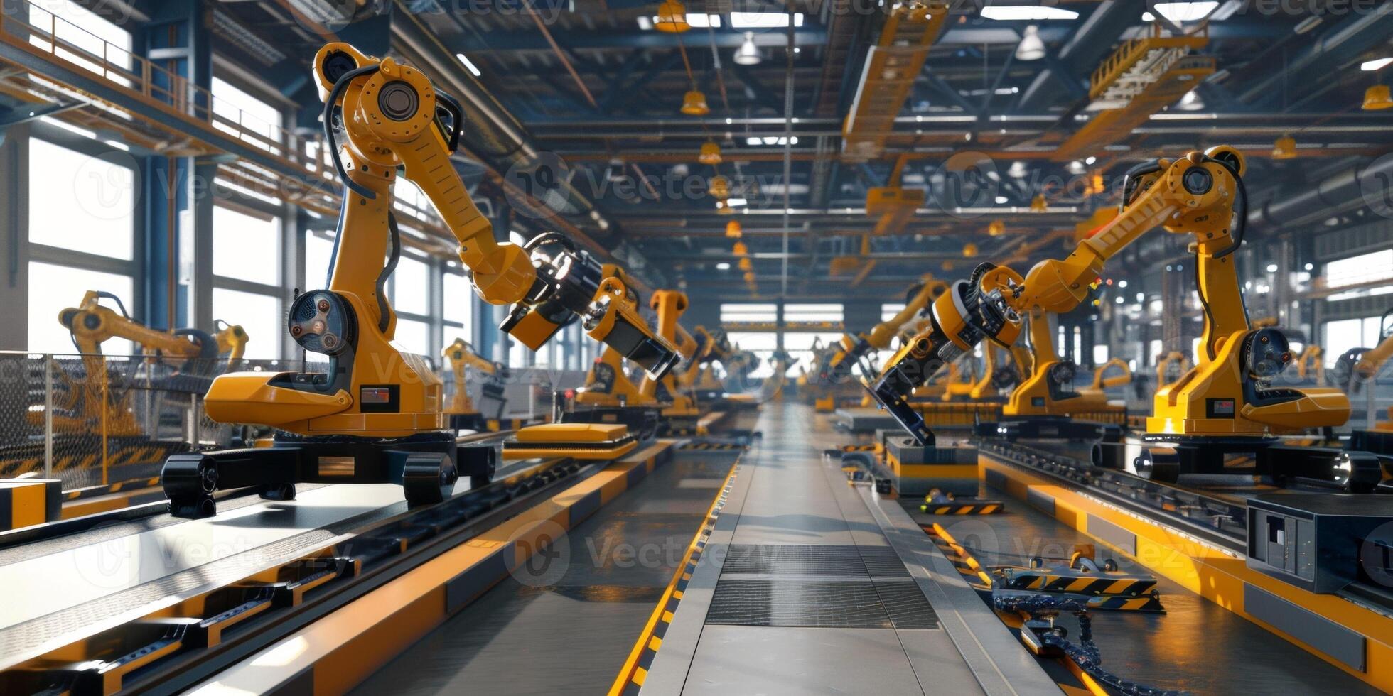automated construction of cars in a factory robots photo
