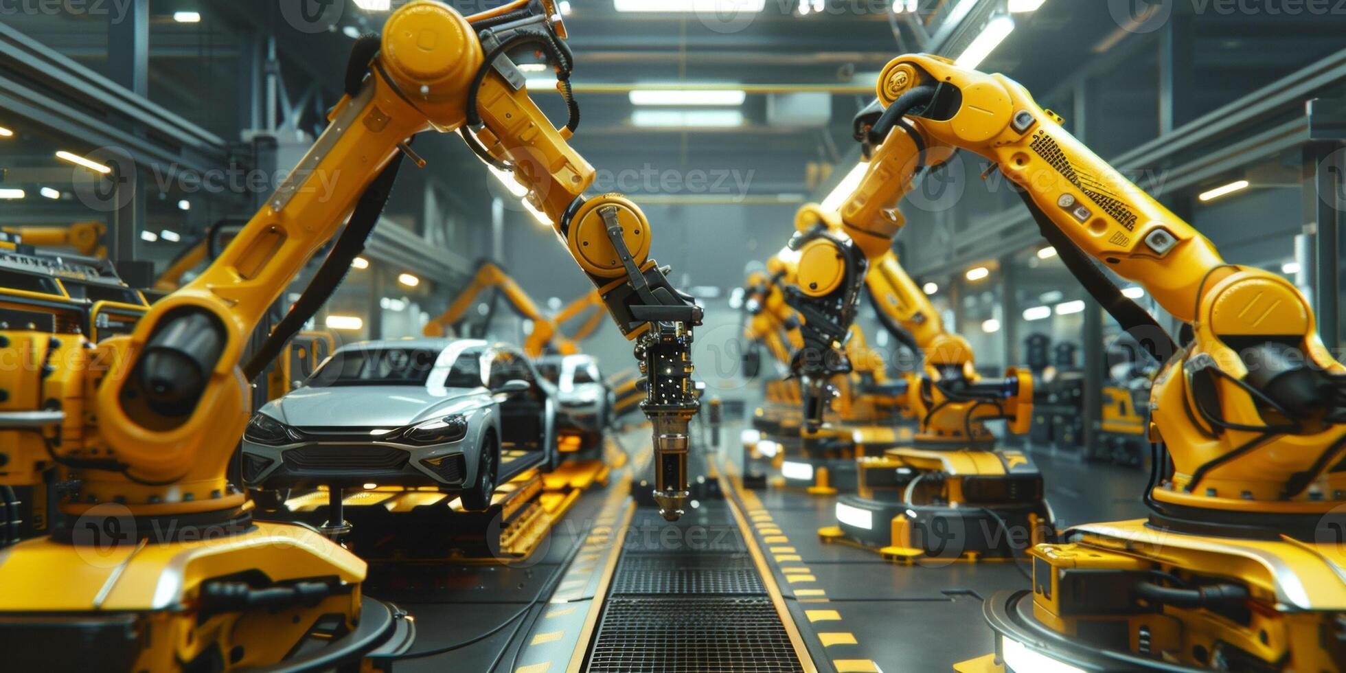 automated construction of cars in a factory robots photo