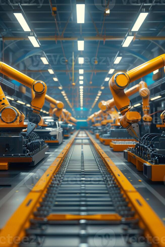 automated construction of cars in a factory robots photo