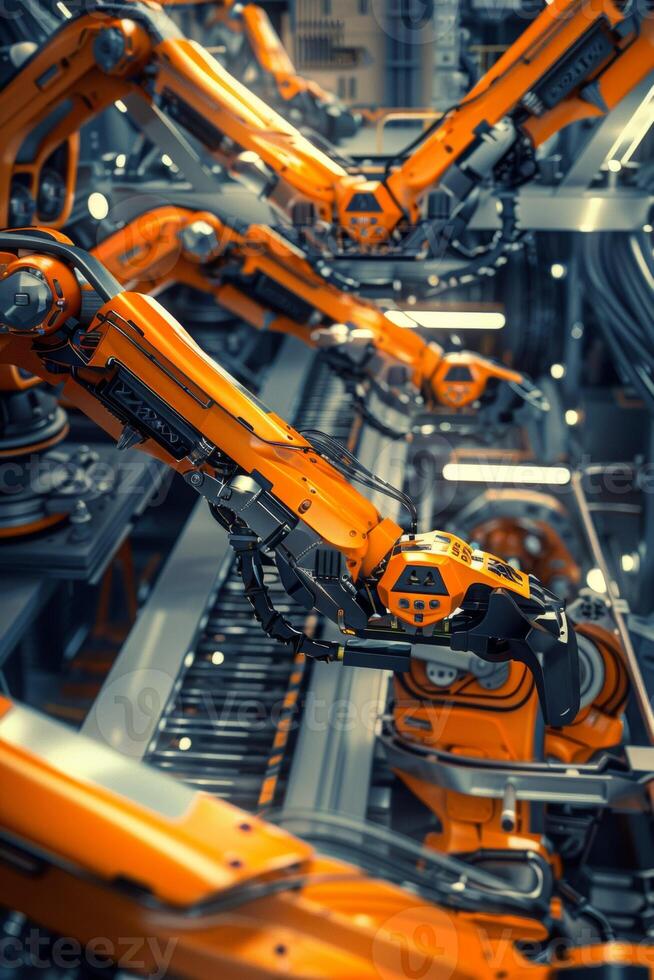 automated construction of cars in a factory robots photo