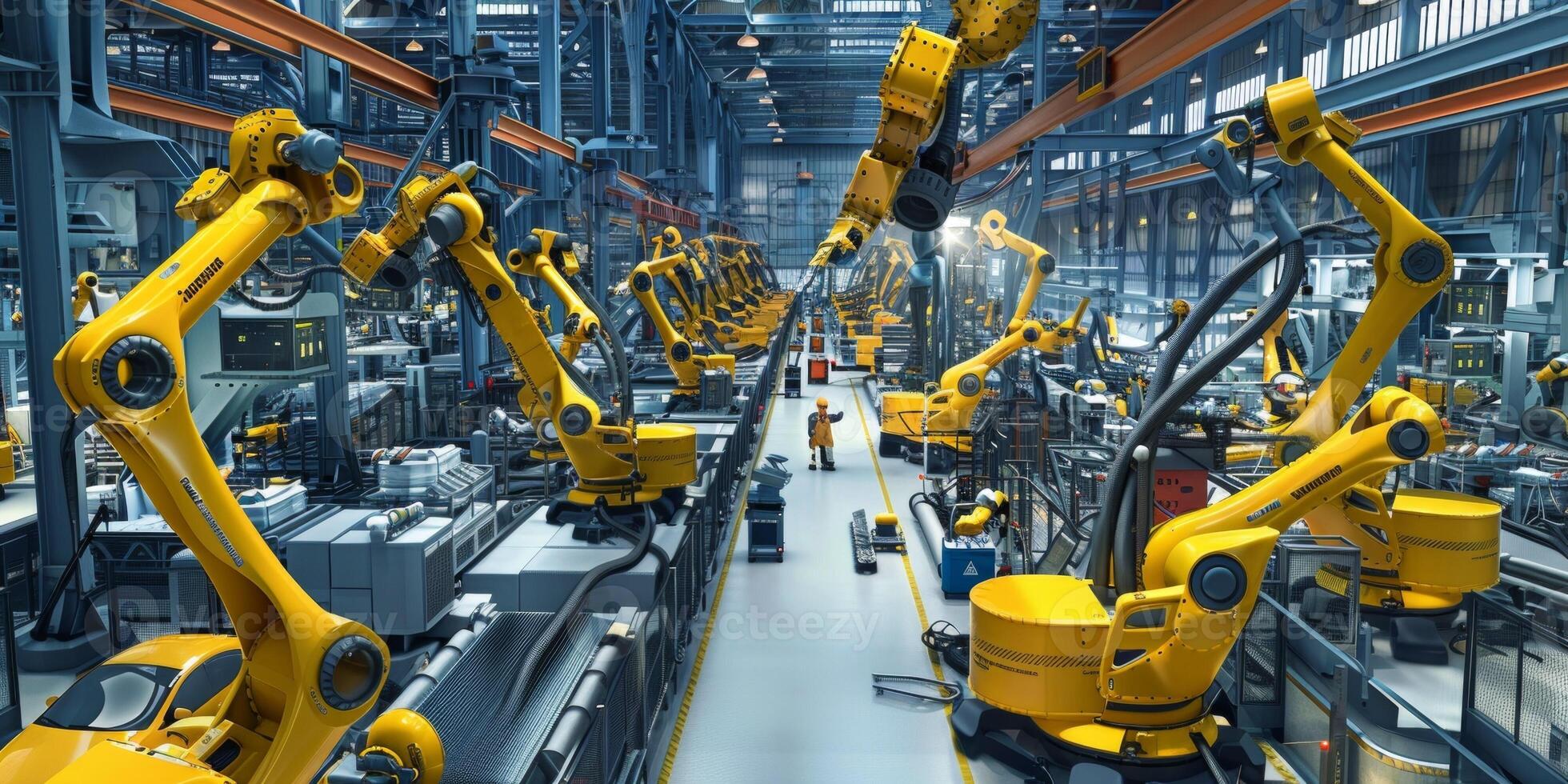 automated construction of cars in a factory robots photo