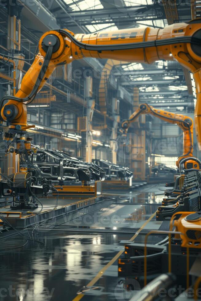 automated construction of cars in a factory robots photo