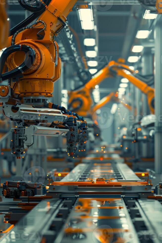 automated construction of cars in a factory robots photo