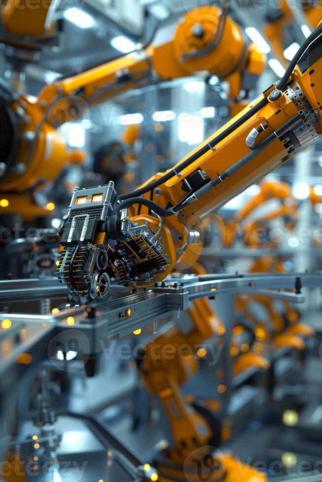 automated construction of cars in a factory robots photo