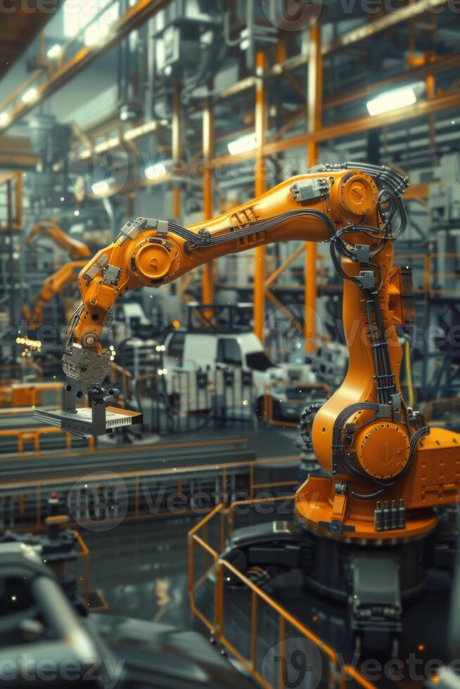 automated construction of cars in a factory robots photo