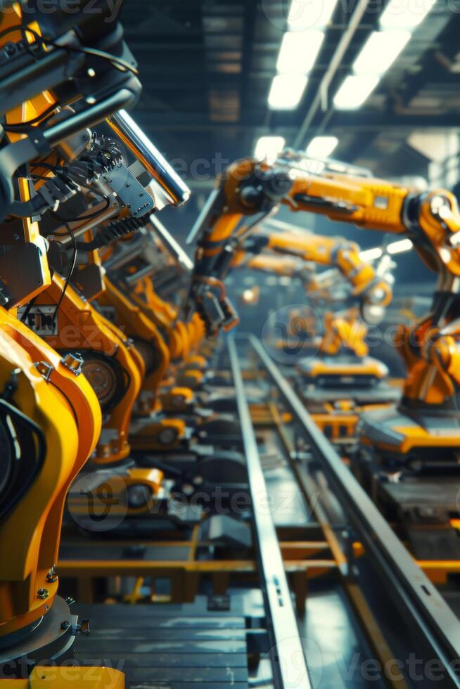 automated construction of cars in a factory robots photo