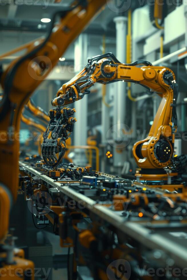 automated construction of cars in a factory robots photo