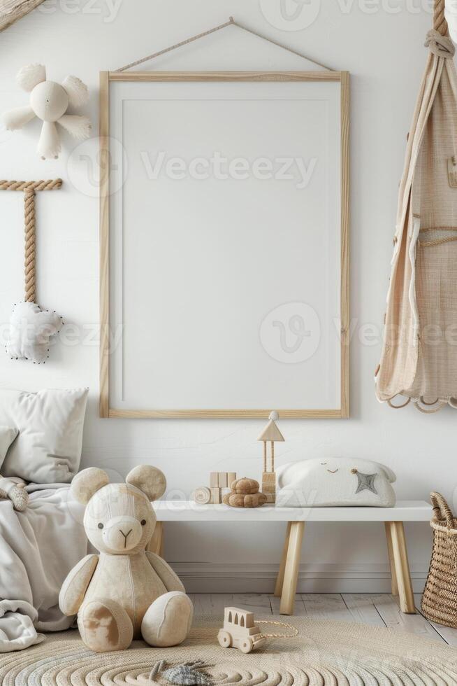 children's room with toys and tent photo