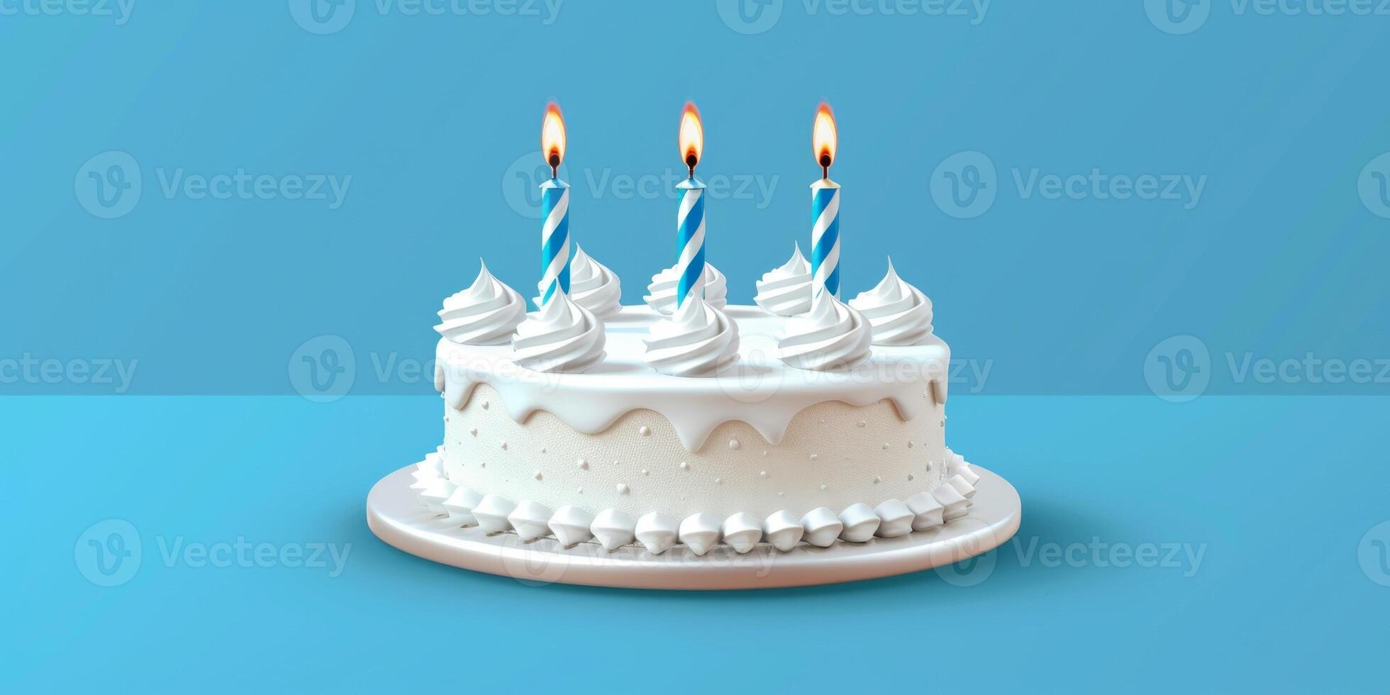 birthday cake with candles on a plain background photo