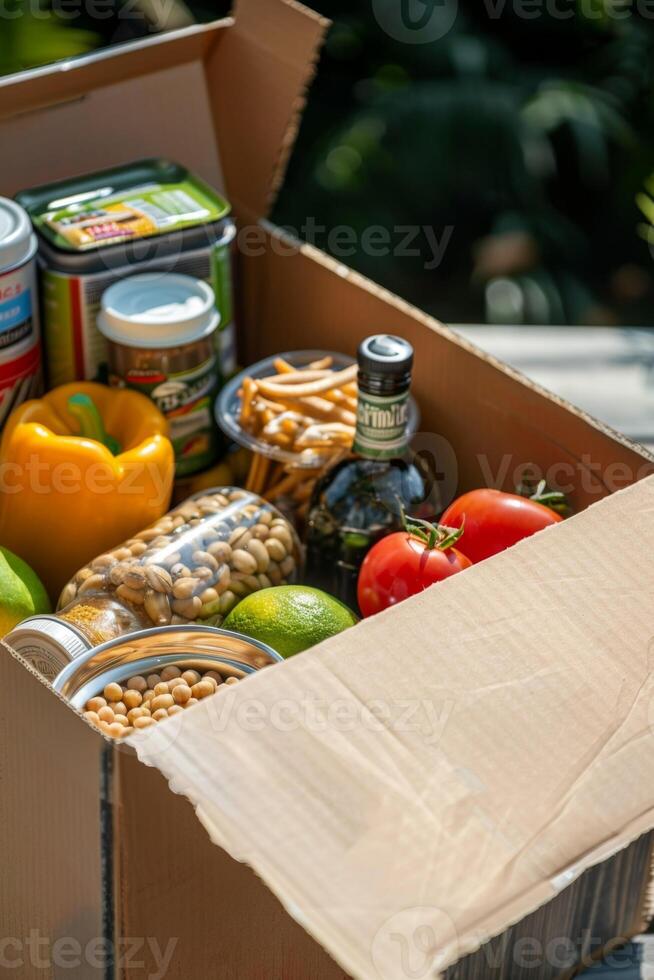 donating food boxes to help those in need photo