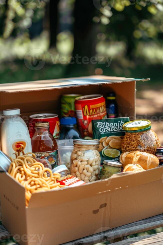 donating food boxes to help those in need photo