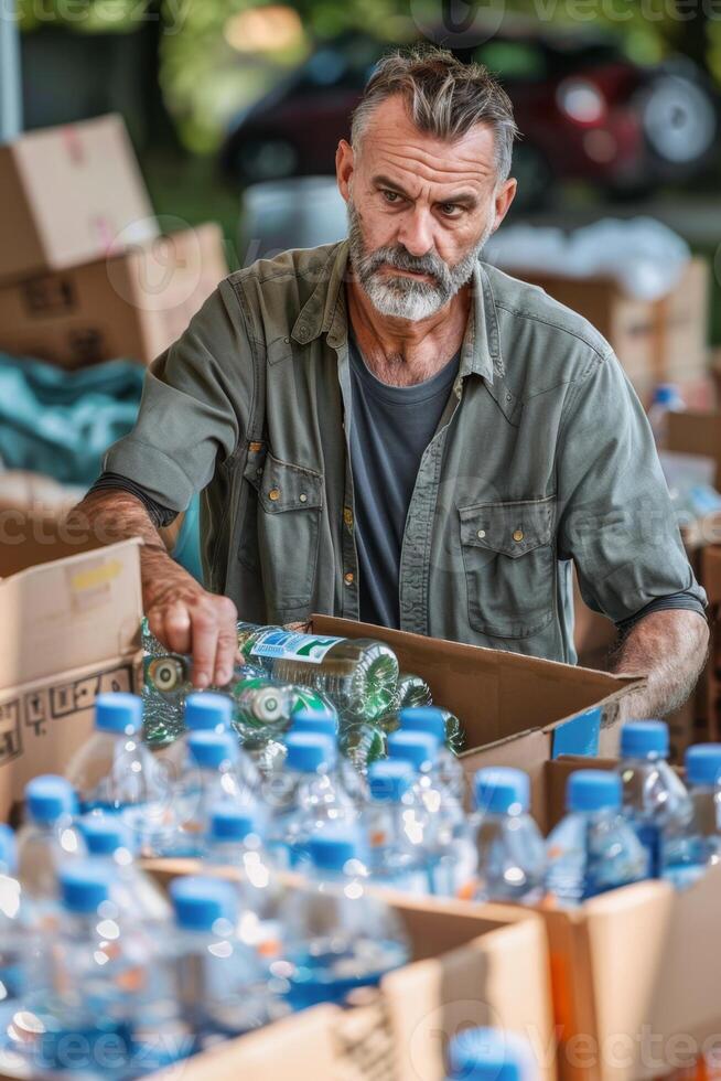 donating food boxes to help those in need photo