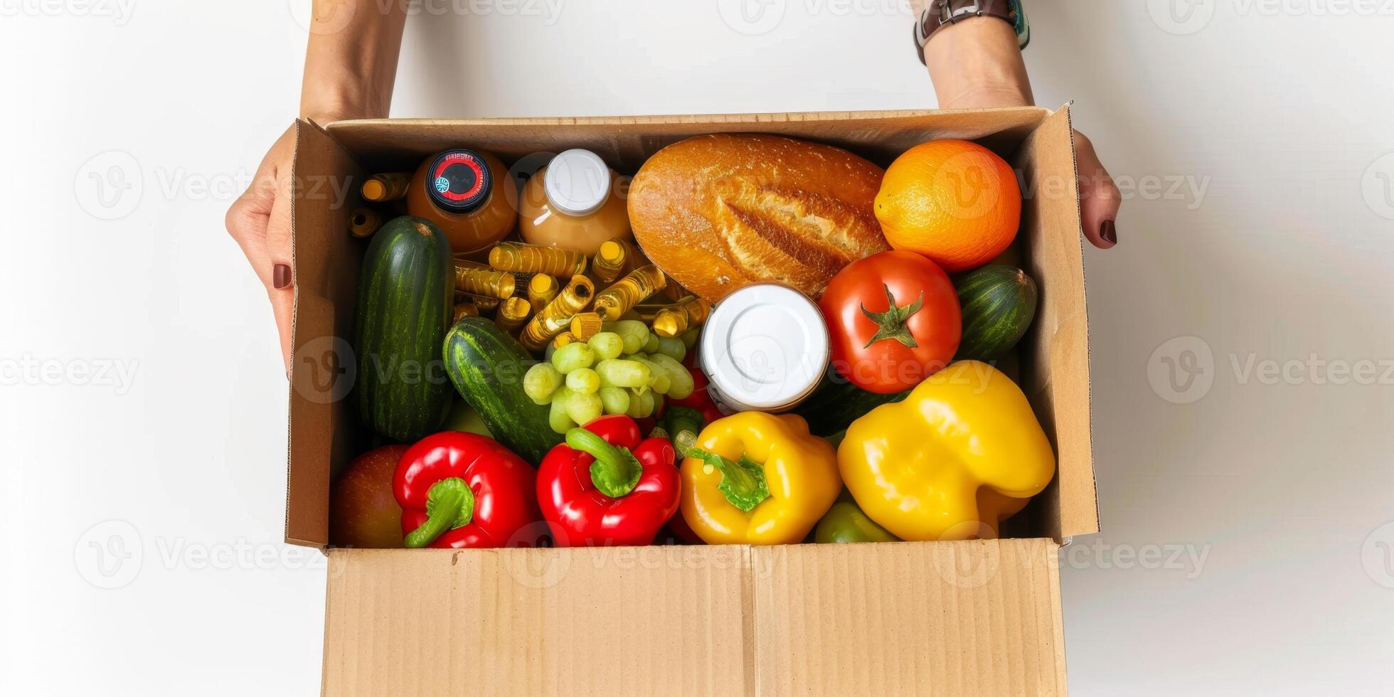 donating food boxes to help those in need photo