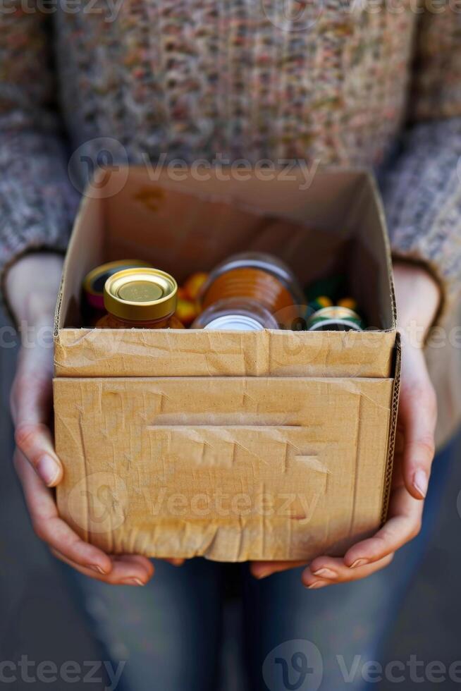donating food boxes to help those in need photo
