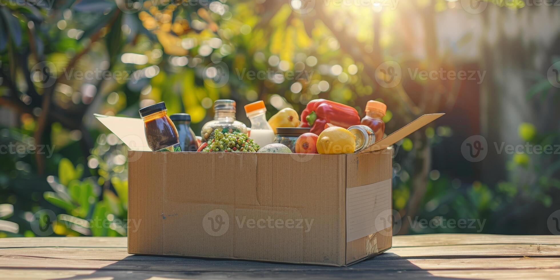 donating food boxes to help those in need photo