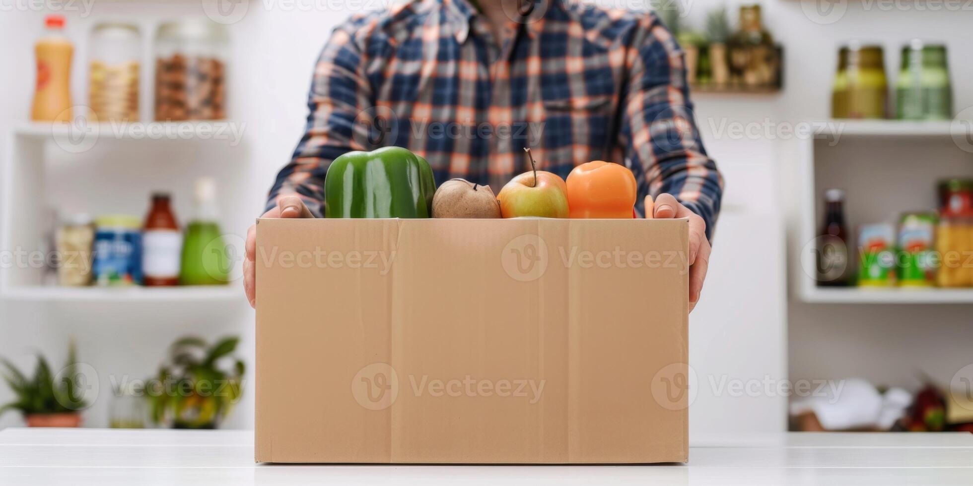 donating food boxes to help those in need photo