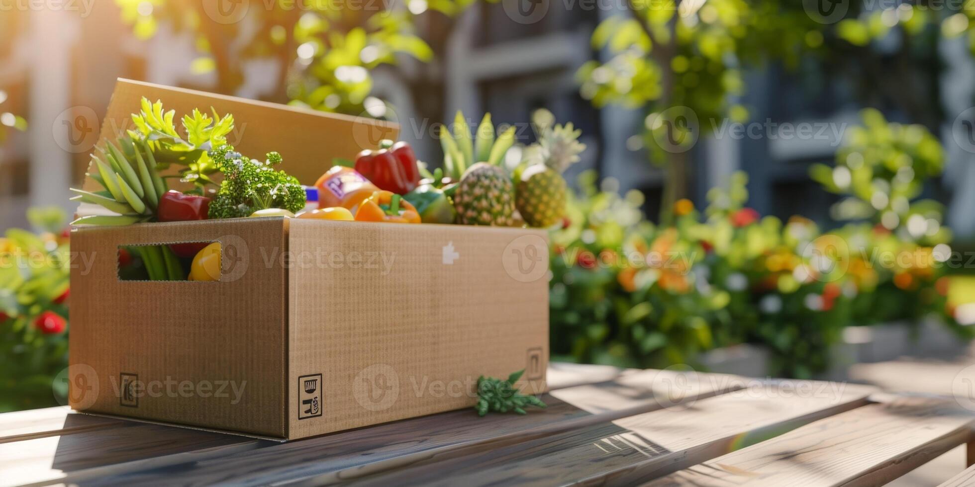donating food boxes to help those in need photo