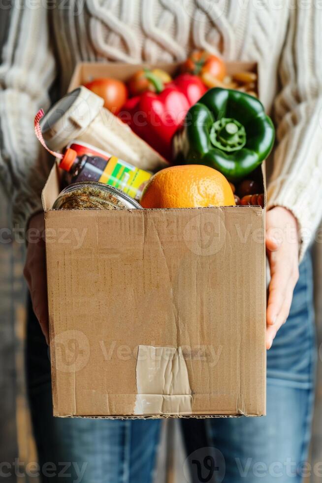 donating food boxes to help those in need photo
