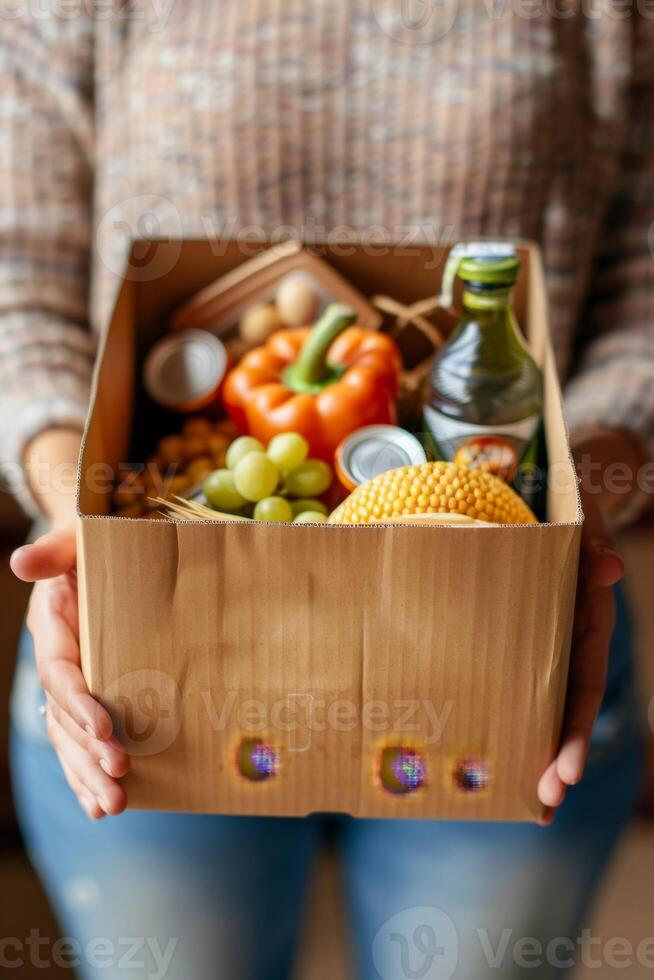 donating food boxes to help those in need photo