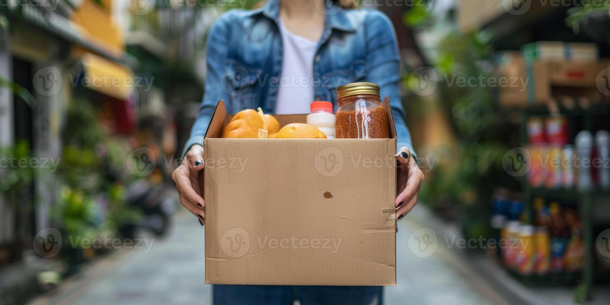 donating food boxes to help those in need photo
