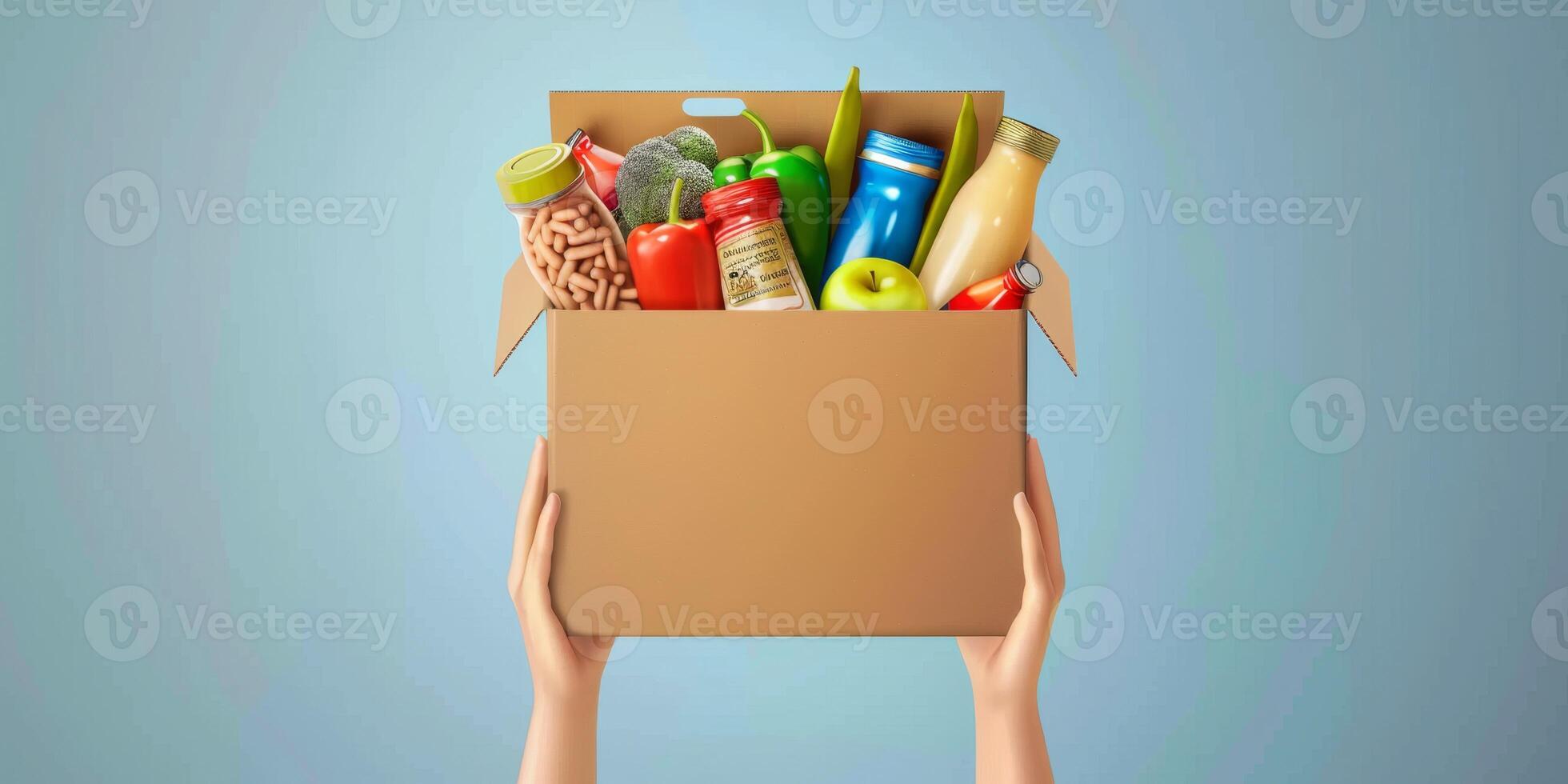 donating food boxes to help those in need photo