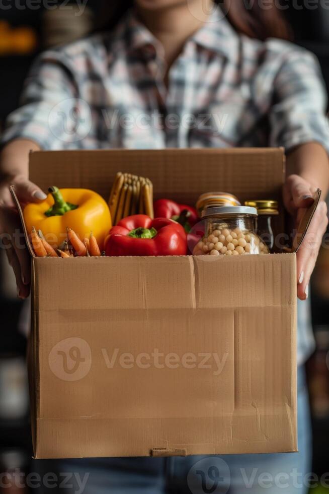 donating food boxes to help those in need photo
