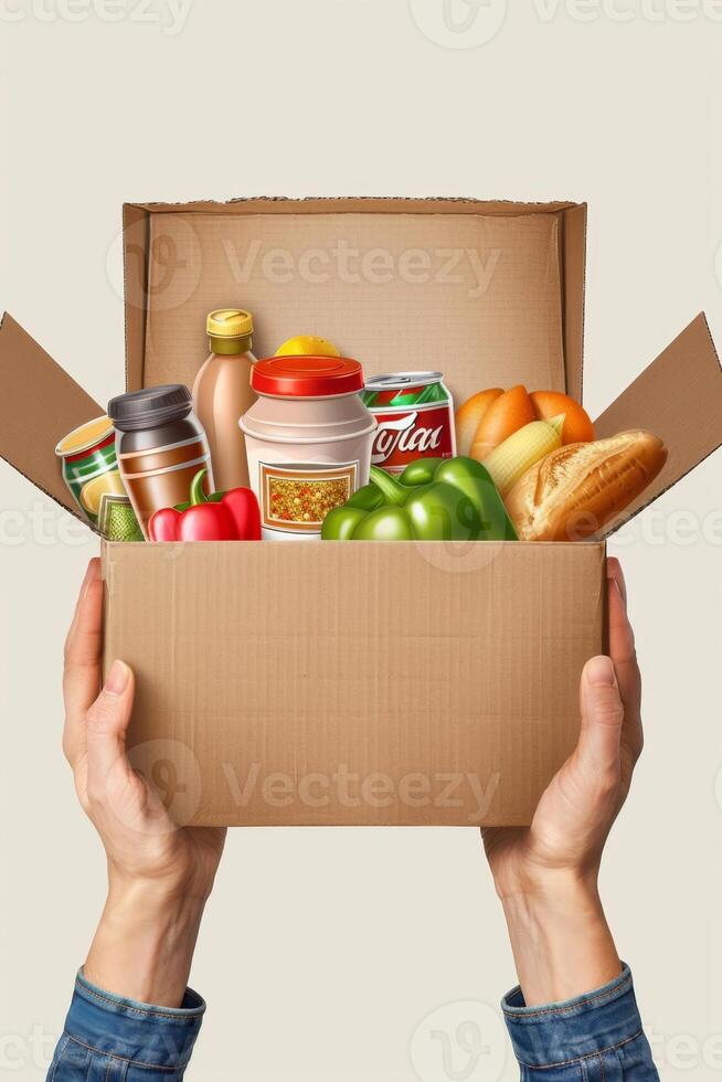 donating food boxes to help those in need photo