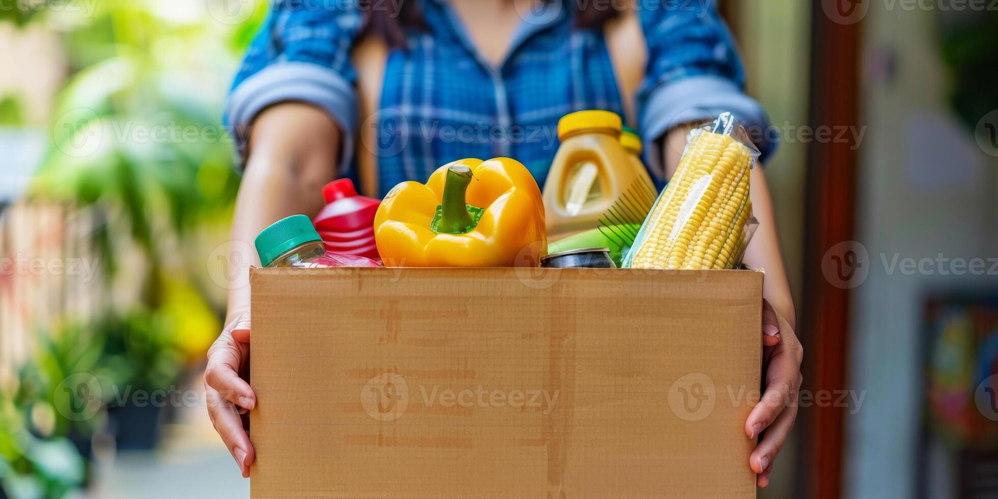 donating food boxes to help those in need photo